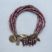 Lepidolite 5 Strand Flower Charm Bracelet
