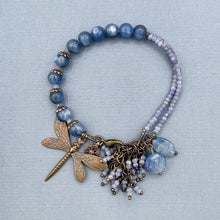 Blue Kyanite and Tanzanite Dragonfly Charm Bracelet