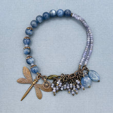 Blue Kyanite and Tanzanite Dragonfly Charm Bracelet