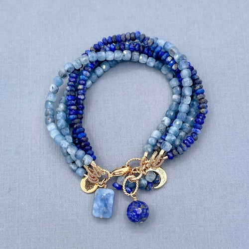 Santa Maria Aquamarine and Lapis Lazuli 5-Row Bracelet