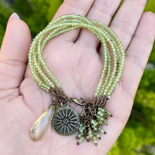 Peridot 5 Strand Charm Bracelet