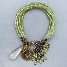 Peridot 5 Strand Charm Bracelet