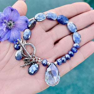 Blue Mystic Moonstone, Quartz Sterling Silver Bracelet