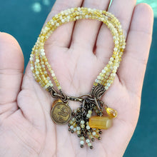 Yellow Opal 5 Strand Dandelion Charm Bracelet