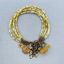 Yellow Opal 5 Strand Dandelion Charm Bracelet