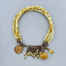 Yellow Opal 5 Strand Dandelion Charm Bracelet