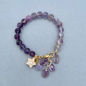 Fluorite and Amethyst Star Bracelet