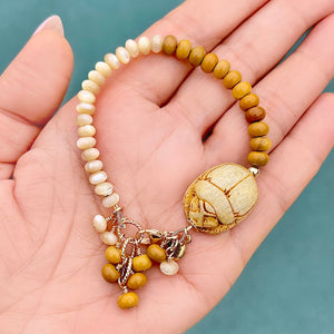 Scarab Yellow Mookaite Bracelet