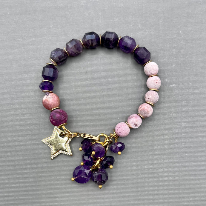 Amethyst and Druzy Star Bracelet