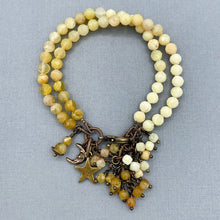 Yellow Opal 2 Strand Star and Moon Charm Bracelet