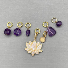 Amethyst Lotus Flower Charm Necklace