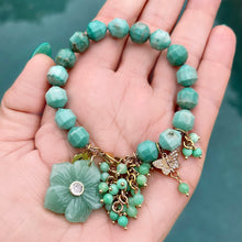 Green Jasper Flower Charm Bracelet