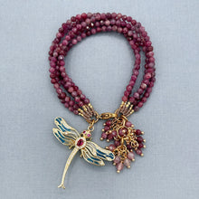 Pink Tourmaline and Madagascar Rose Quartz Dragonfly Bracelet