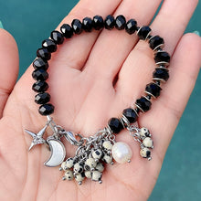 Black Onyx and Dalmatian Jasper Star/Moon Bracelet