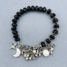 Black Onyx and Dalmatian Jasper Star/Moon Bracelet