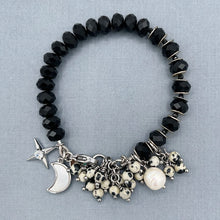 Black Onyx and Dalmatian Jasper Star/Moon Bracelet