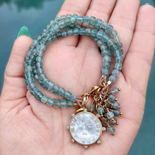 Blue Green Apatite Sun Charm Bracelet