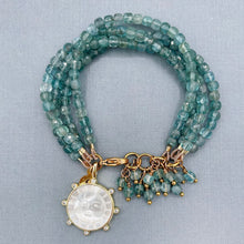 Blue Green Apatite Sun Charm Bracelet