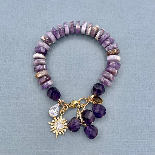 Chevron Amethyst Star Bracelet