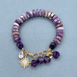 Chevron Amethyst Star Bracelet