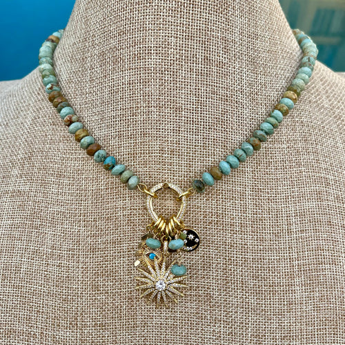 Brazilian Turquoise Celestial Charm Necklace