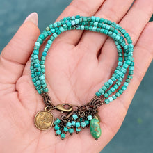 Hubei Turquoise  4 Strand Dandelion Charm Bracelet