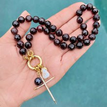 Deep Red Garnet Cross Necklace