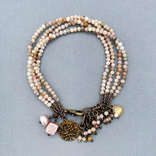 Pink Opal  4 Strand Flower Bracelet