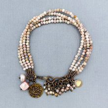 Pink Opal  4 Strand Flower Bracelet