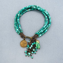 Hubei Turquoise  4 Strand Dandelion Charm Bracelet