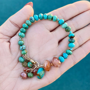 Turquoise and Sunstone Gold Filled Bracelet