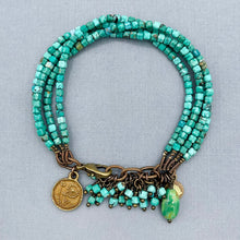 Hubei Turquoise  4 Strand Dandelion Charm Bracelet