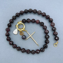 Deep Red Garnet Cross Necklace