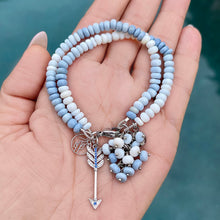 Ombre Blue Opal 2 Strand  Arrow Charm Bracelet
