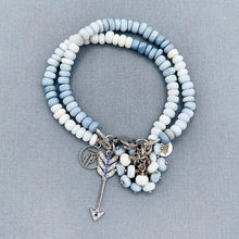 Ombre Blue Opal 2 Strand  Arrow Charm Bracelet