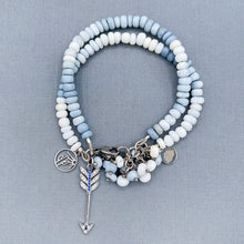 Ombre Blue Opal 2 Strand  Arrow Charm Bracelet