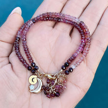 Pink Tourmaline Moon Charm Bracelet