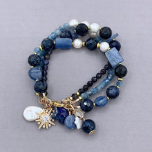 Freshwater pearl and Mixed Semiprecious Stone Star Bracelet