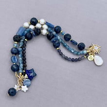 Freshwater pearl and Mixed Semiprecious Stone Star Bracelet
