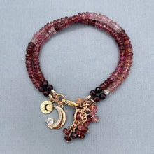 Pink Tourmaline Moon Charm Bracelet