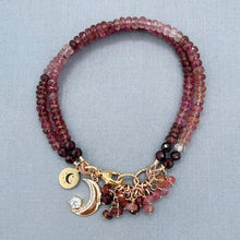 Pink Tourmaline Moon Charm Bracelet