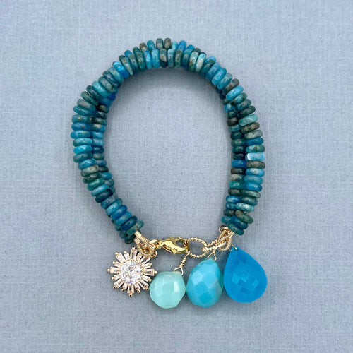 Blue Apatite and Dolomite Flower Bracelet