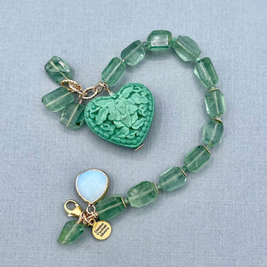 Green Fluorite Heart Bracelet