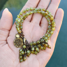 Peridot 3 Strand Flower Charm Bracelet