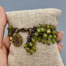 Peridot 3 Strand Flower Charm Bracelet