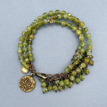 Peridot 3 Strand Flower Charm Bracelet