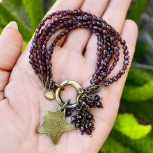 Red Garnet 6 Strand Star Bracelet