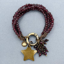 Red Garnet 6 Strand Star Bracelet