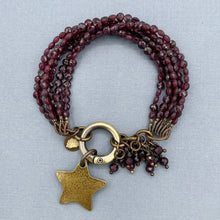 Red Garnet 6 Strand Star Bracelet