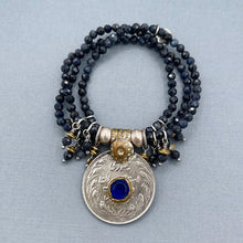 Blue Saphhire 3 Strand Kuchi Coin Stretch Bracelet